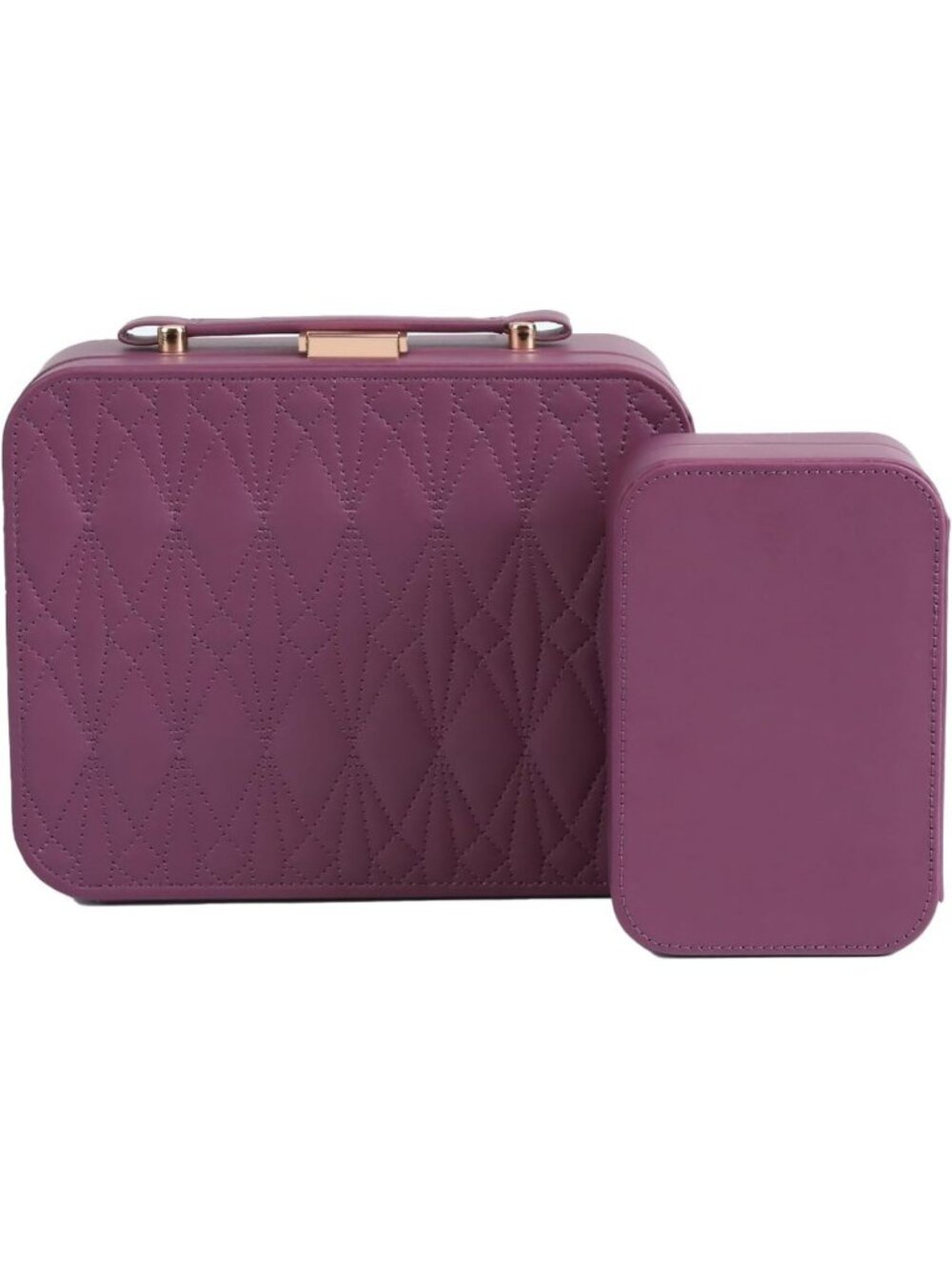 Travel Jewelry Organizer for Women, Burgundy Jewelry Box & Watch Case, Necklaces